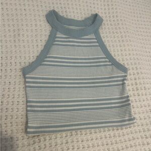 American Girl Blue and White Striped Crop Top